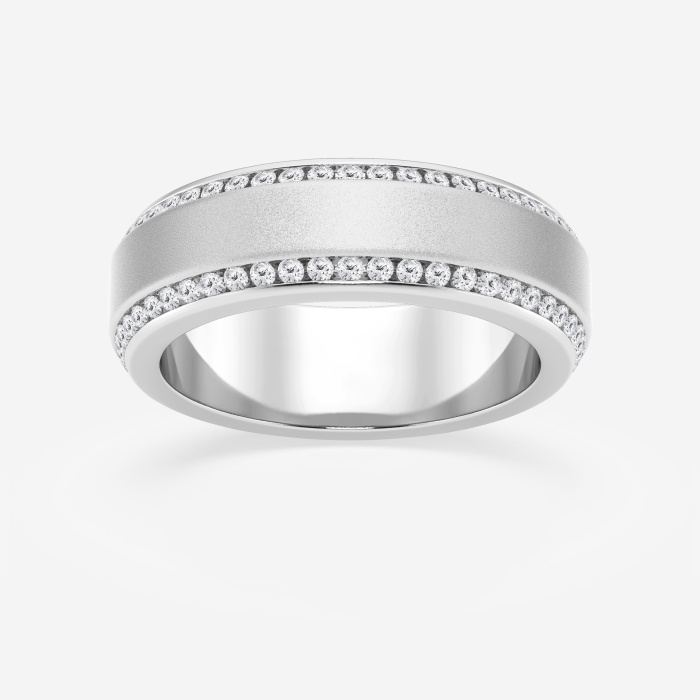 1 ctw Round Lab Grown Diamond 7mm Beveled Edge Sandblast Finish Eternity Band